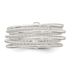 Sterling Silver Polished and Textured Twisted Multi-Band Size 7 Ring