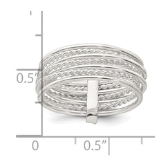 Sterling Silver Polished and Textured Twisted Multi-Band Size 7 Ring