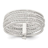 Sterling Silver Polished and Textured Twisted Multi-Band Size 6 Ring