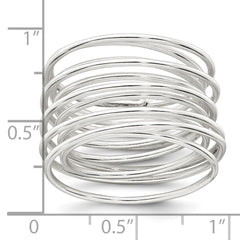 Sterling Silver Polished and Wrapped Spring Size 6 Flexible Ring