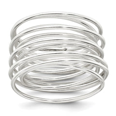 Sterling Silver Polished and Wrapped Spring Size 6 Flexible Ring