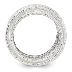 Sterling Silver Polished and Textured Wrapped Spring Size 8 Flexible Ring