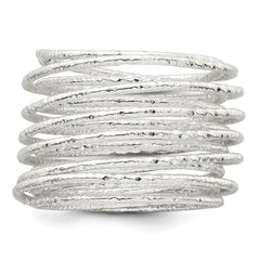 Sterling Silver Polished and Textured Wrapped Spring Size 8 Flexible Ring