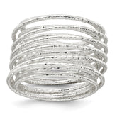 Sterling Silver Polished and Textured Wrapped Spring Size 8 Flexible Ring