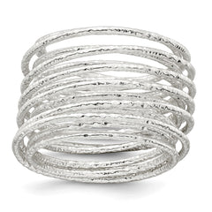 Sterling Silver Polished and Textured Wrapped Spring Size 8 Flexible Ring