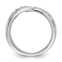 Sterling Silver Rhodium-plated CZ Polished Multi-Row Size 8 Ring