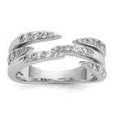 Sterling Silver Rhodium-plated CZ Polished Multi-Row Size 7 Ring