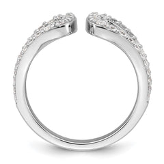 Sterling Silver Rhodium-plated Polished CZ Open Top Size 7 Ring