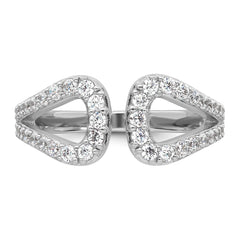 Sterling Silver Rhodium-plated Polished CZ Open Top Size 6 Ring