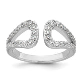 Sterling Silver Rhodium-plated Polished CZ Open Top Size 6 Ring