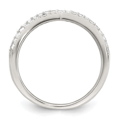 Sterling Silver Polished White CZ Fancy Crossed Size 7 Ring