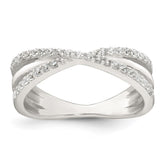 Sterling Silver Polished White CZ Fancy Crossed Size 7 Ring