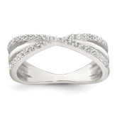 Sterling Silver Polished White CZ Fancy Crossed Size 8 Ring