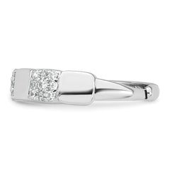 Sterling Silver Rhodium-plated Polished Pave CZ Squares Size 7 Adjustable Ring