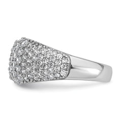 Sterling Silver Rhodium-plated Polished Tapered Pave CZ Size 8 Ring