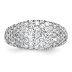 Sterling Silver Rhodium-plated Polished Tapered Pave CZ Size 8 Ring