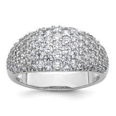 Sterling Silver Rhodium-plated Polished Tapered Pave CZ Size 8 Ring