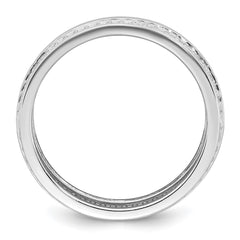 Sterling Silver Rhodium-plated Polished 6.5mm CZ Band Size 8 Ring