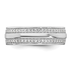 Sterling Silver Rhodium-plated Polished 6.5mm CZ Band Size 7 Ring