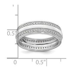 Sterling Silver Rhodium-plated Polished 6.5mm CZ Band Size 7 Ring
