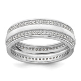 Sterling Silver Rhodium-plated Polished 6.5mm CZ Band Size 7 Ring