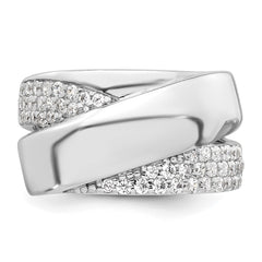 Sterling Silver Rhodium-plated Polished Fancy CZ Size 7 Ring