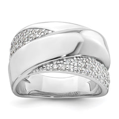 Sterling Silver Rhodium-plated Polished Fancy CZ Size 8 Ring