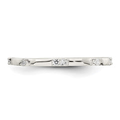 Sterling Silver Polished CZ 1.5mm Band Size 7 Ring