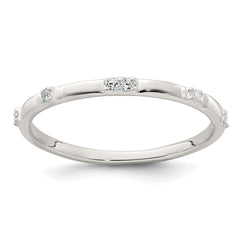 Sterling Silver Polished CZ 1.5mm Band Size 7 Ring