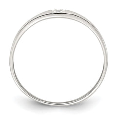 Sterling Silver Polished CZ 1.5mm Band Size 7 Ring - 2