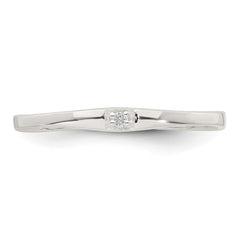 Sterling Silver Polished CZ 1.5mm Band Size 8 Ring - 2