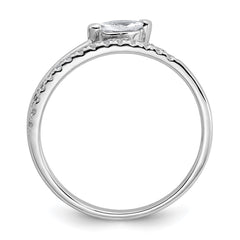 Sterling Silver Rhodium-plated Polished Fancy Marquise and Round CZ Size 8 Ring