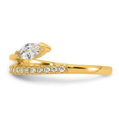 Sterling Silver Gold-plated Polished Fancy Marquise and Round CZ Size 7 Ring