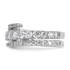 Sterling Silver Rhodium-plated Polished CZ Wrapped Band Size 7 Ring