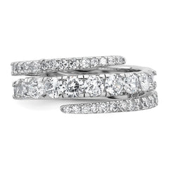 Sterling Silver Rhodium-plated Polished CZ Wrapped Band Size 6 Ring