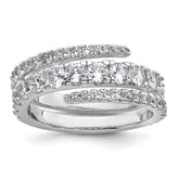 Sterling Silver Rhodium-plated Polished CZ Wrapped Band Size 7 Ring