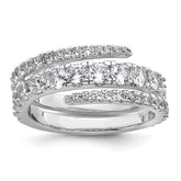 Sterling Silver Rhodium-plated Polished CZ Wrapped Band Size 6 Ring