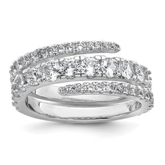 Sterling Silver Rhodium-plated Polished CZ Wrapped Band Size 6 Ring