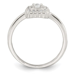 Sterling Silver Polished Round White CZ Cushion Halo Size 8 Ring