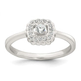 Sterling Silver Polished Round White CZ Cushion Halo Size 8 Ring