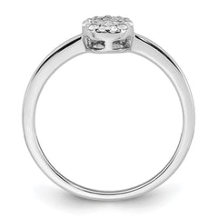 Sterling Silver Rhodium-plated Polished Pave CZ Circle Size 7 Ring