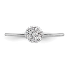 Sterling Silver Rhodium-plated Polished Pave CZ Circle Size 7 Ring