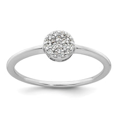 Sterling Silver Rhodium-plated Polished Pave CZ Circle Size 8 Ring