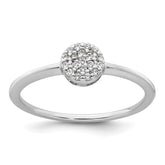 Sterling Silver Rhodium-plated Polished Pave CZ Circle Size 7 Ring
