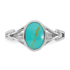 Sterling Silver Rhodium-plated Polished Oval Reconstituted Turquoise Size 7 Ring