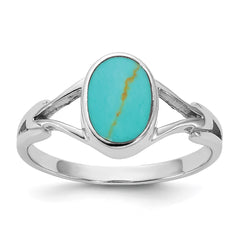 Sterling Silver Rhodium-plated Polished Oval Reconstituted Turquoise Size 7 Ring