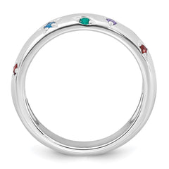 Sterling Silver Rhodium-plated Polished Multicolor CZ Geometric Shapes 5.00mm Band Size 6 Ring