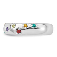 Sterling Silver Rhodium-plated Polished Multicolor CZ Geometric Shapes 5.00mm Band Size 6 Ring