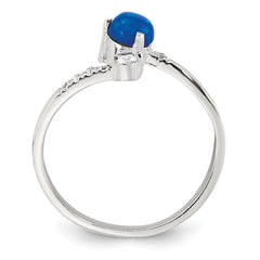 Sterling Silver Polished Opal and CZ Bypass Ring - 2