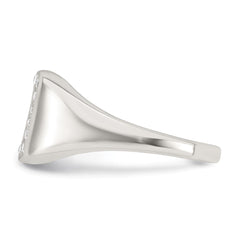 Sterling Silver Polished White CZ Square Border Size 11 Mens Signet Ring